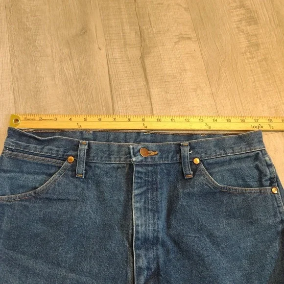 vtg Wrangler 13MWZ y2k 36x32 Western Cowboy mexico made us denim‎ Copper Rivit - Picture 7 of 8